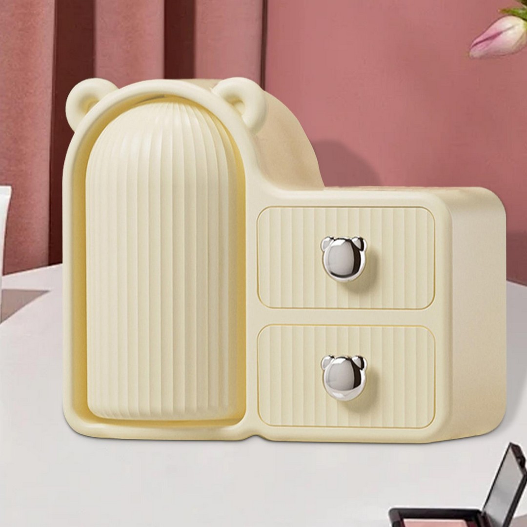 حامل فرش المكياج الدوار - بيج