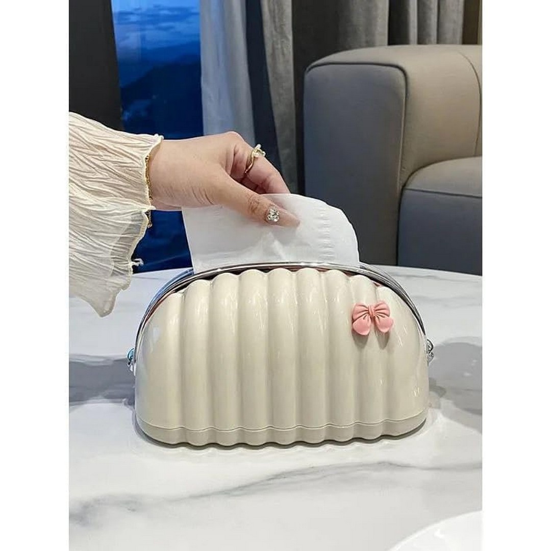 موزع مناديل شكل صدفي - بيج