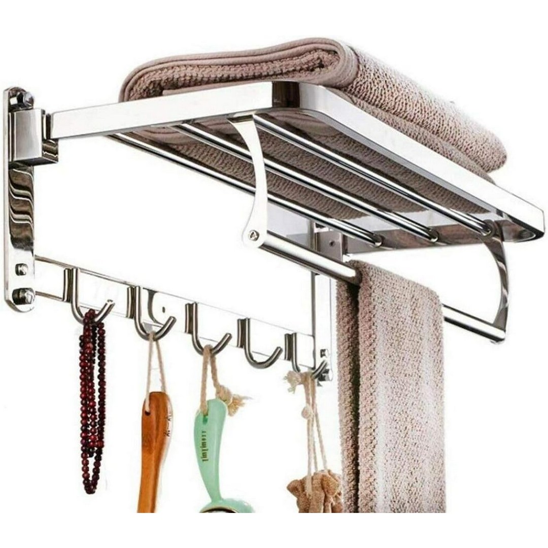 حامل مناشف قابل للطي ستانلس ستيل - فضي