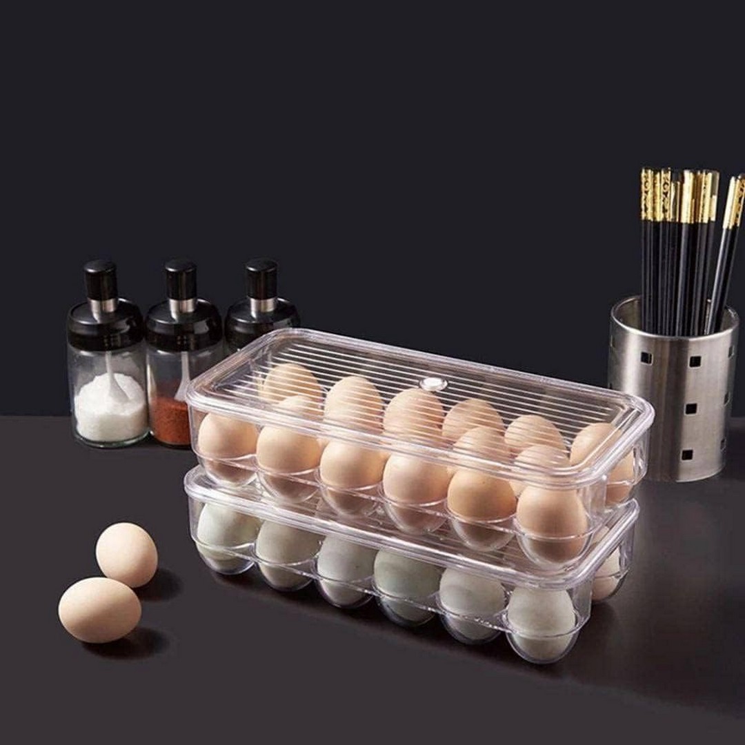 علبه منظم بيض بالغطاء اكريلك - 15 - شفاف