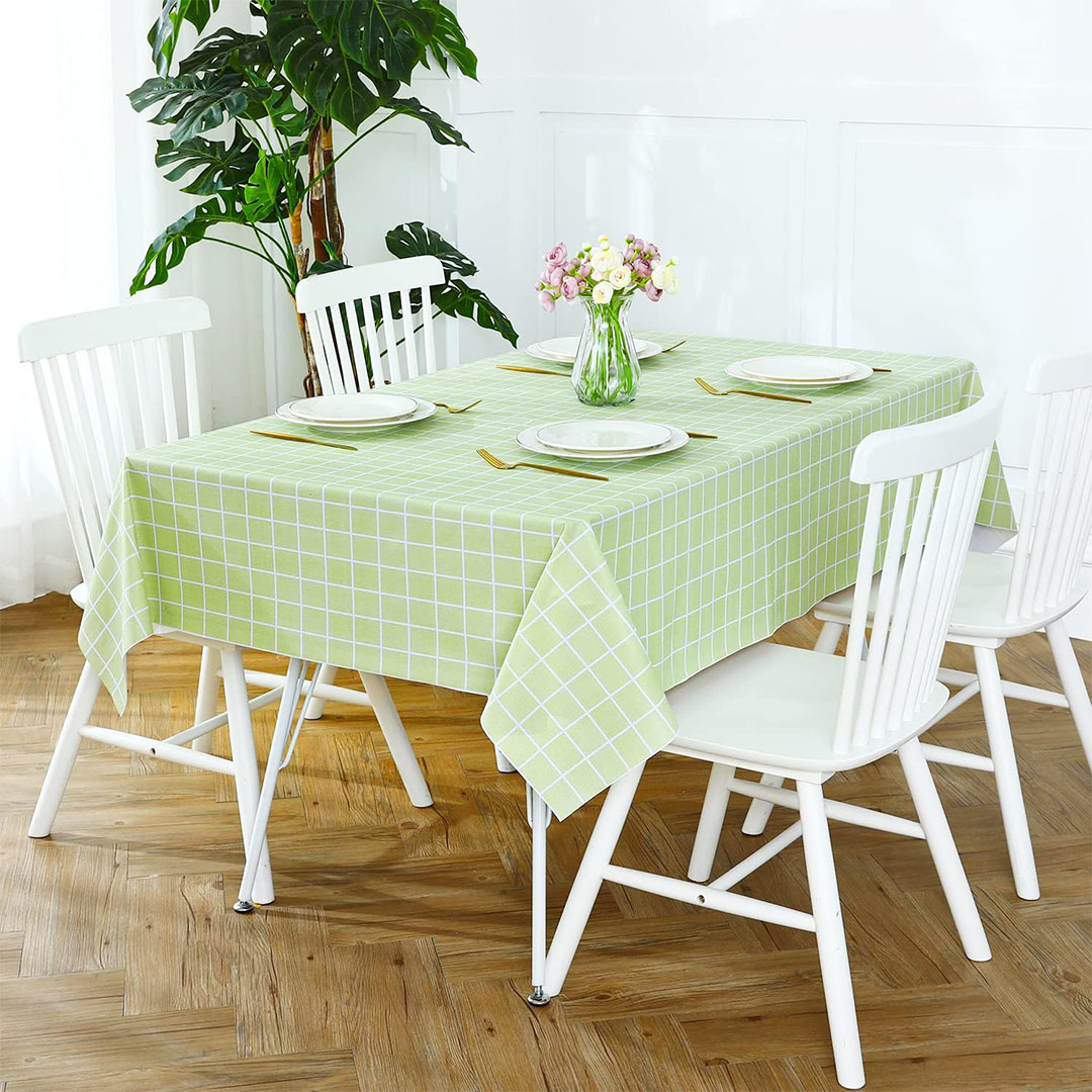 مفرش طاولة مستطيل من بلاستيك PVC - أخضر - 198 سم