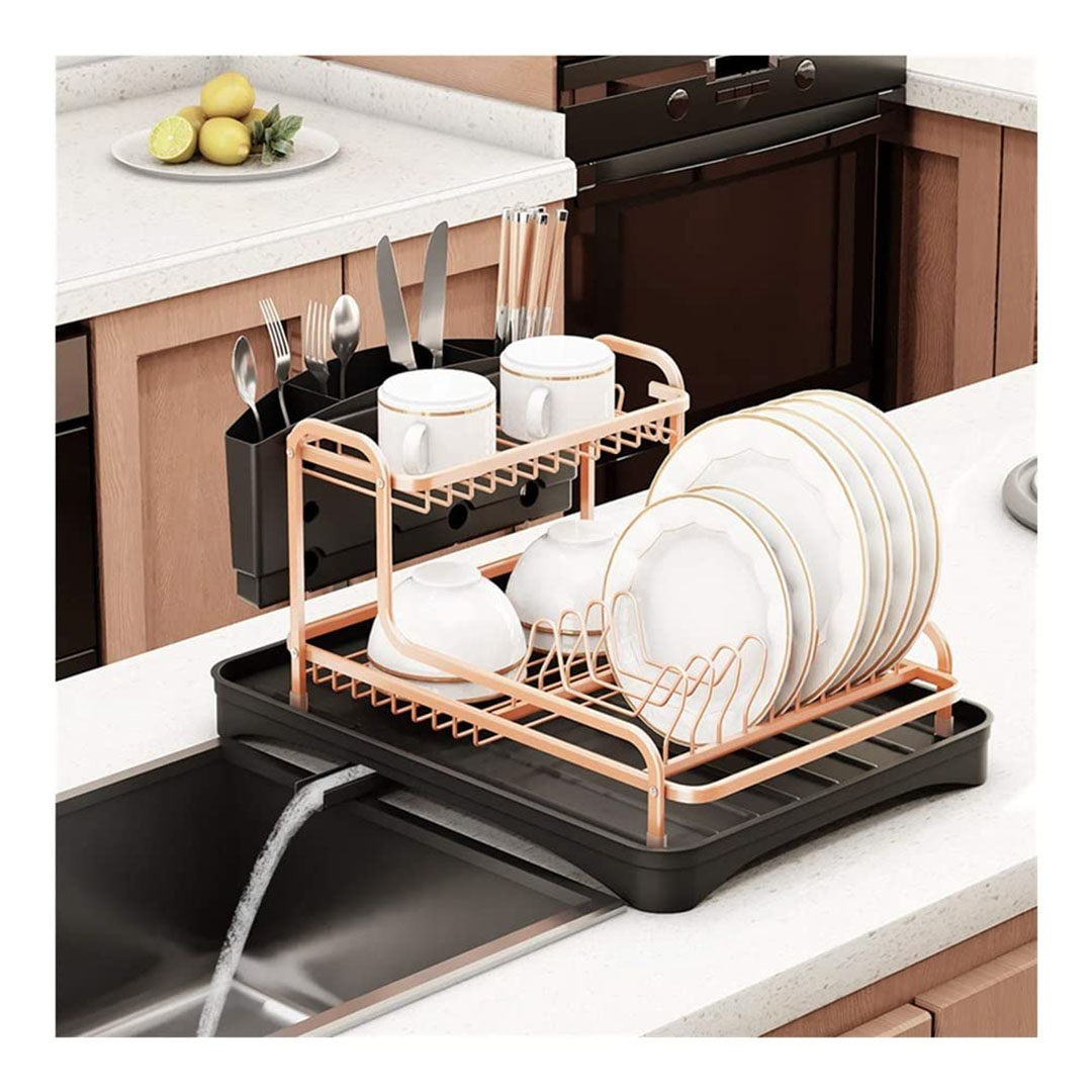 مطبقية لتجفيف الاطباق - ذهبي / أسود