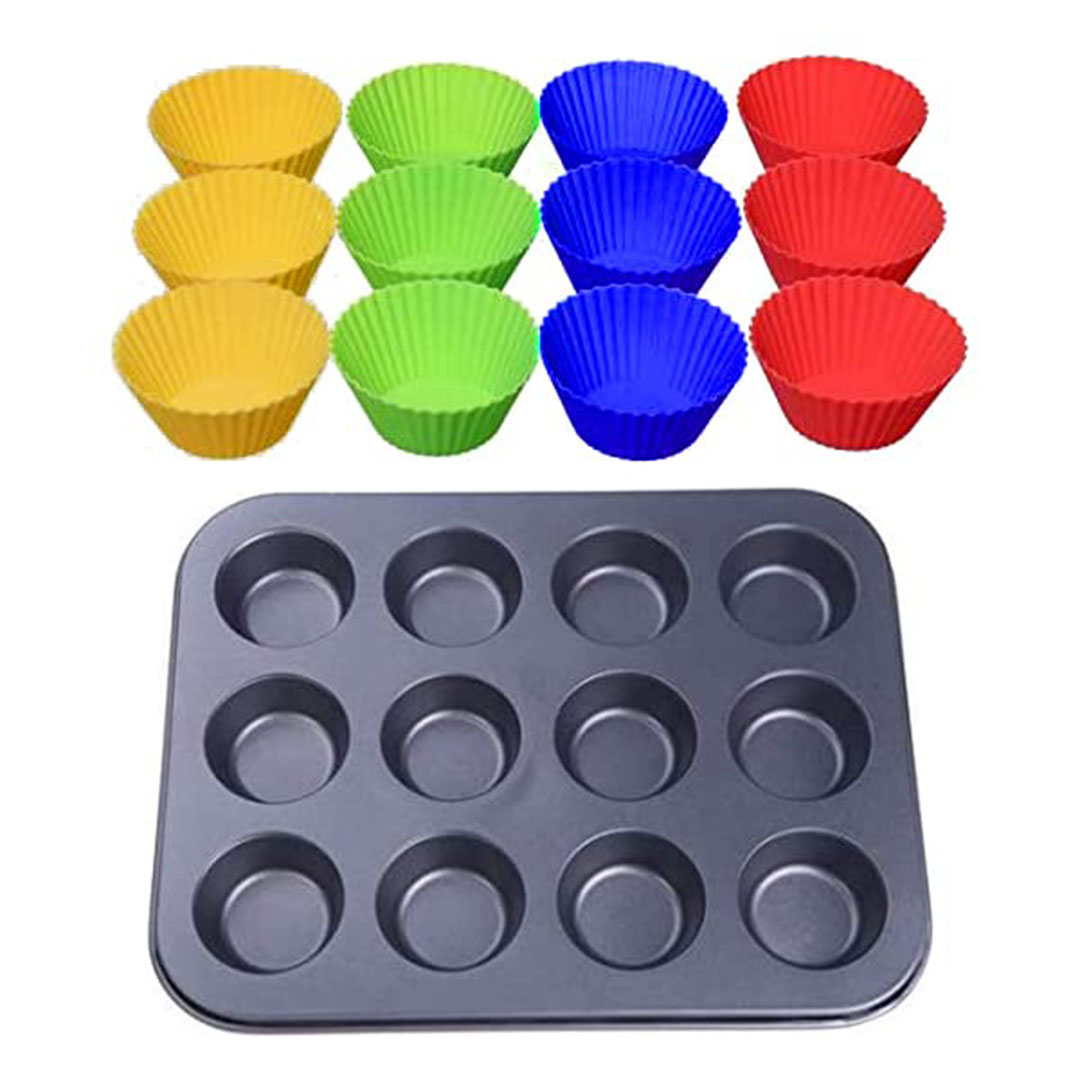 قالب كب كيك - 12 فتحة - متعدد الالوان
