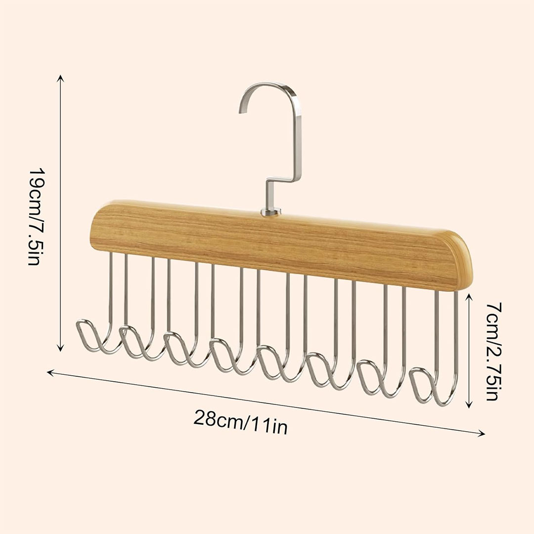 شماعات خشبية للأحزمة - 8 خطافات - 3 قطع