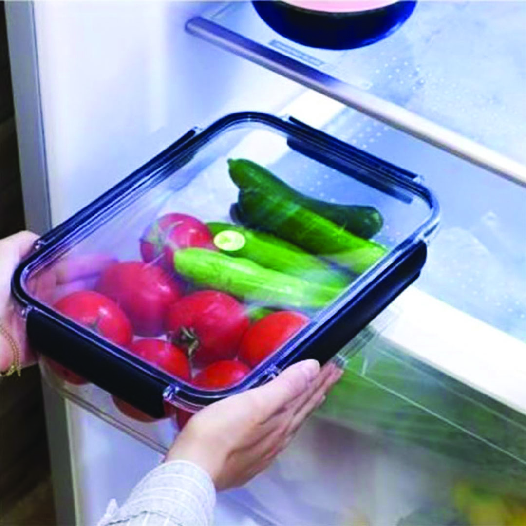 علبة ثلاجة اكريليك بغطاء - 1300 مللي - شفاف