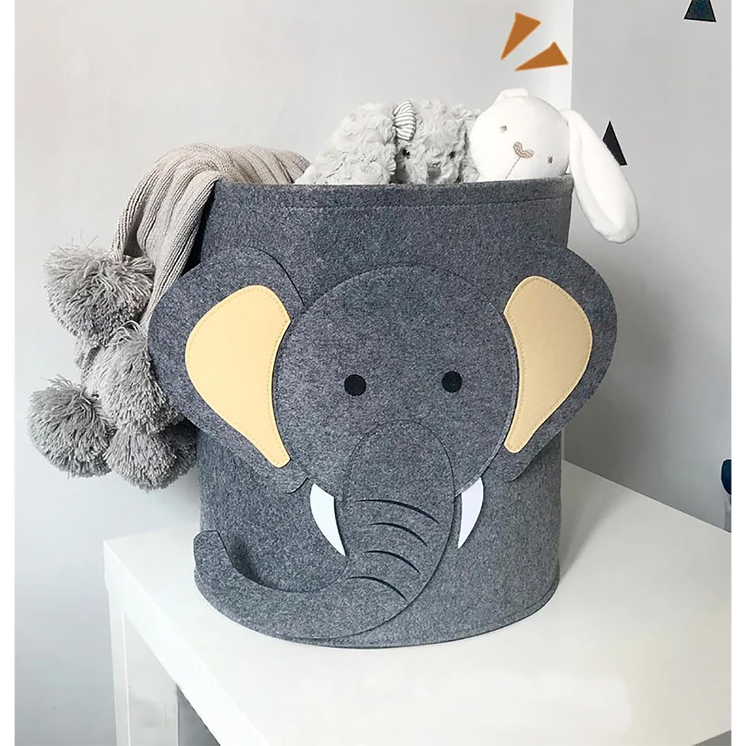 سلة غسيل وألعاب دائرية للاطفال - شكل فيل