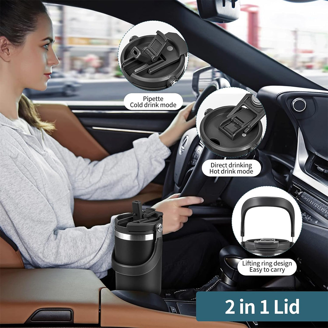 كوب حراري للماء - مضاد للتسرب - أسود