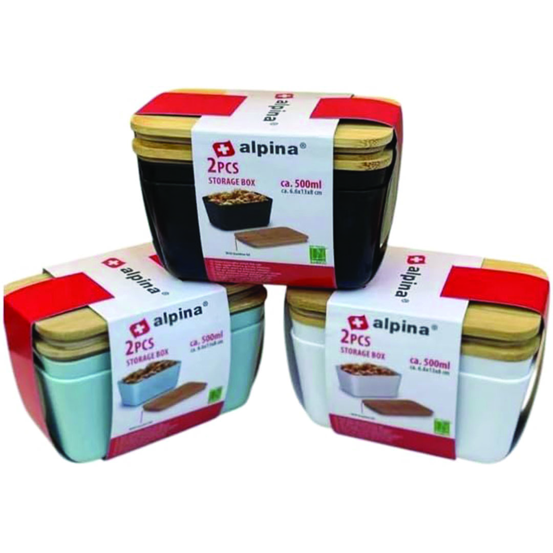 علب ثلاجة من الأكريليك - 2 قطعه - 500 مللي - أسود