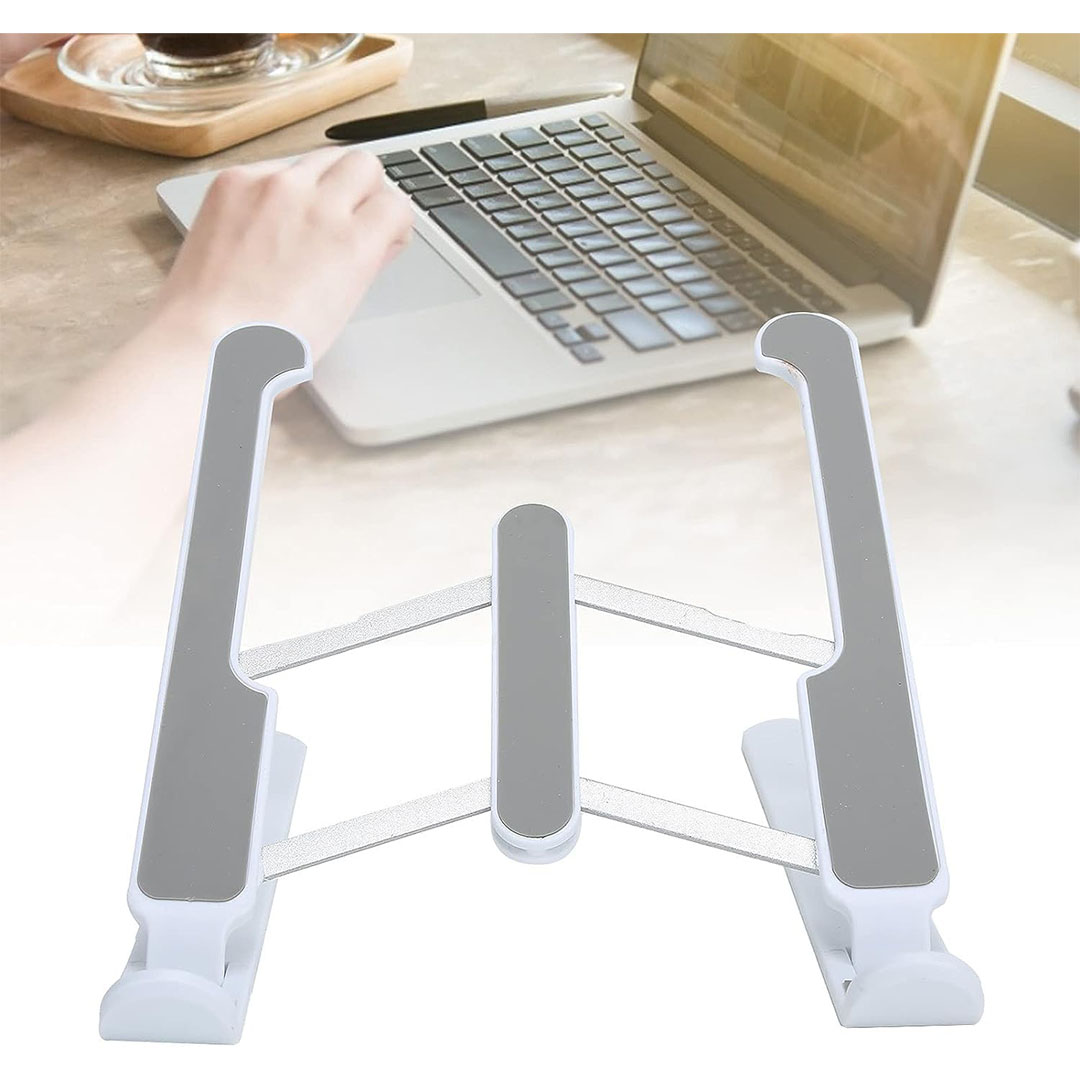 حامل جهاز لوحي قابل للتعديل والطي - أبيض