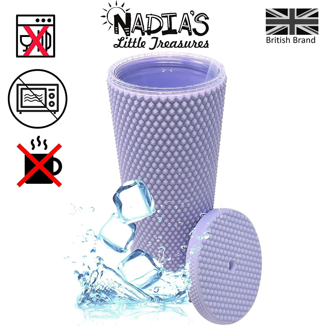 كوب بغطاء للمشروبات المثلجة - 700 مللي - بنفسجي