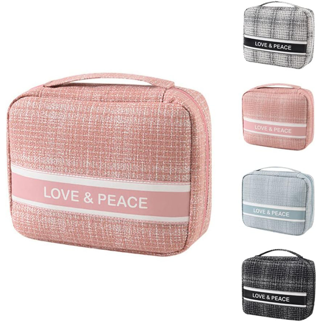 حقيبة مكياج وحقيبة أدوات تجميل معلقة - بينك