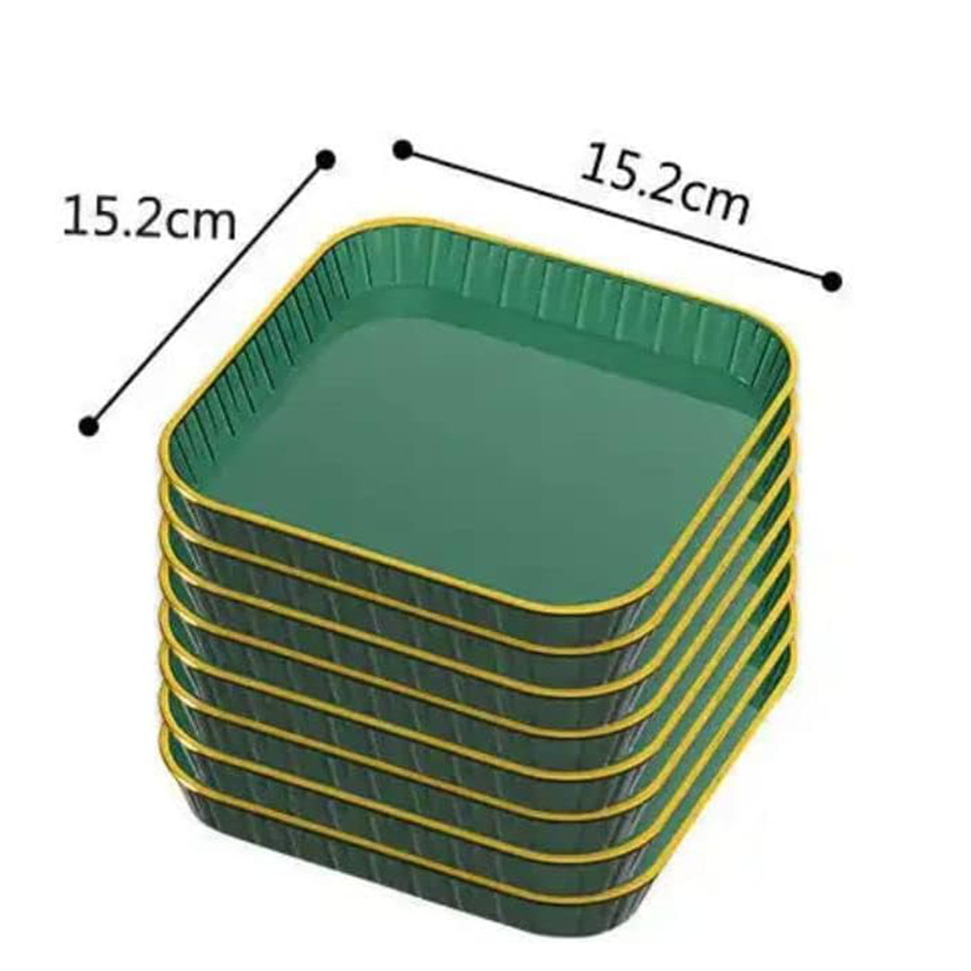 طقم اطباق حلويات اكريليك - 8 قطع - أخضر