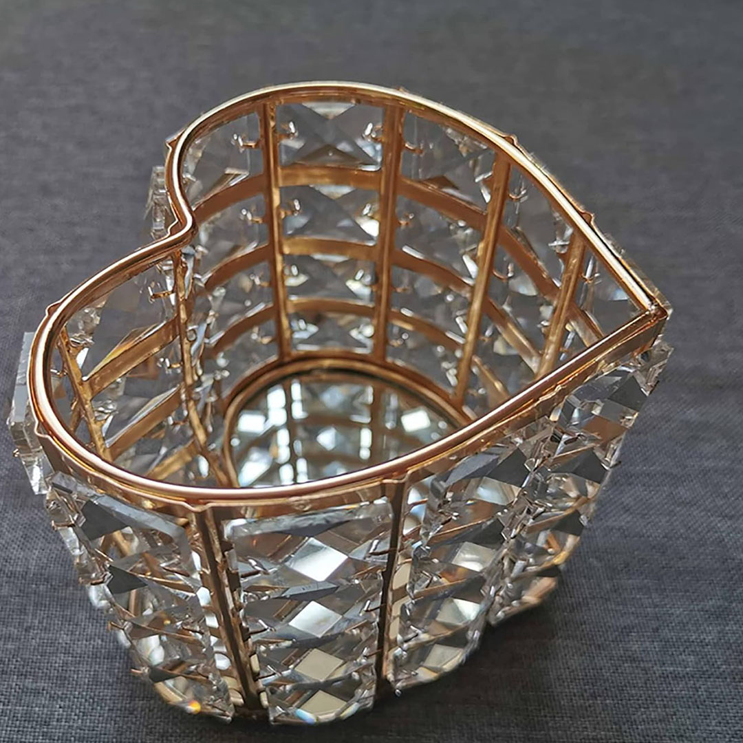 حامل فرش المكياج شكل قلب - ذهبي