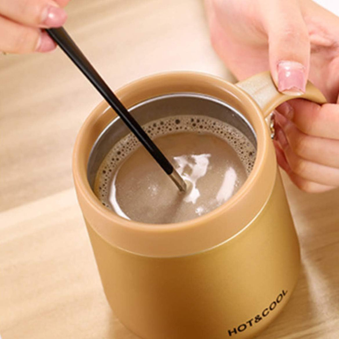 مج حراري عازل للقهوة بغطاء - 350 مللي - ذهبي