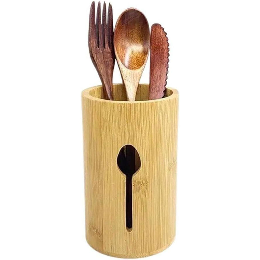 حامل معالق خشب بامبو ضد الماء - 3 قطع - خشبي