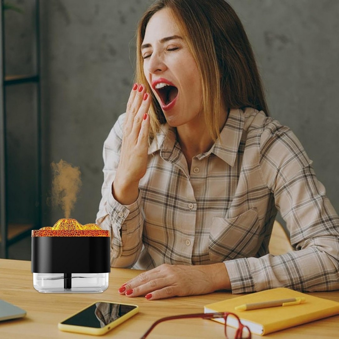 مرطب هواء شكل بركان - 300 مل - أسود