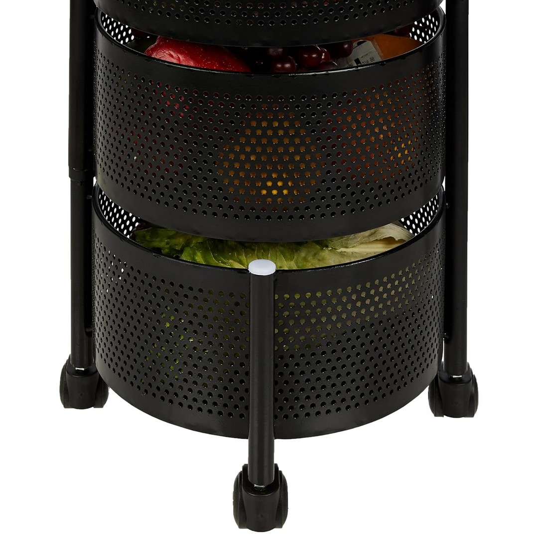 تربو لتخزين الفواكه والخضروات - 4 طبقات - أسود