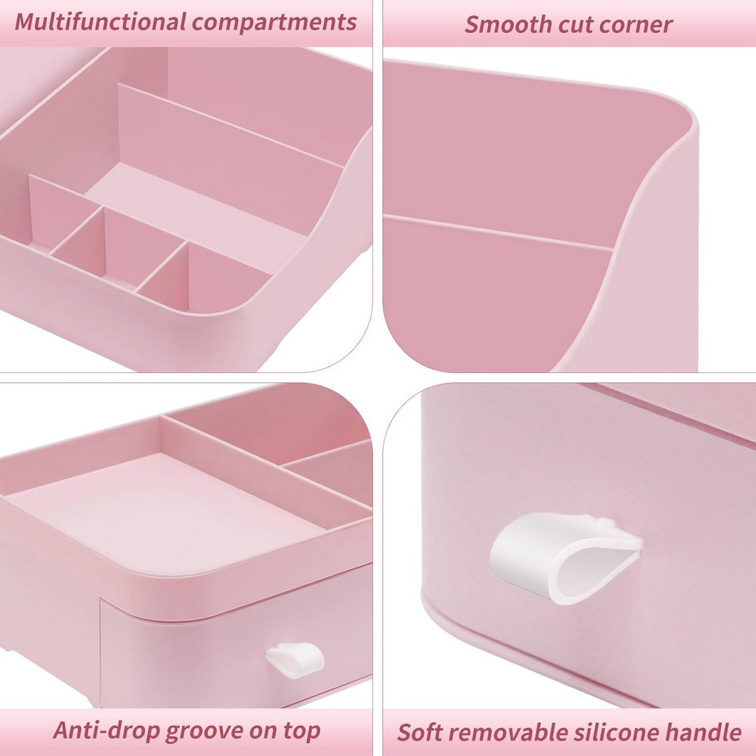 منظم مكياج لتخزين مستحضرات التجميل - بينك