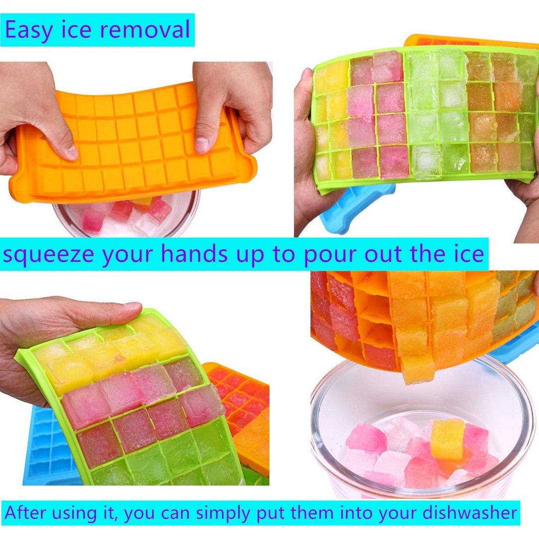علب مكعبات ثلج سيليكون - 3 قطع - متعدد الألوان