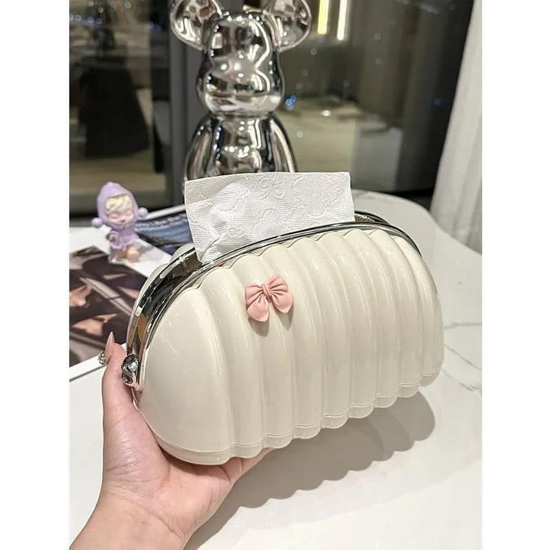 موزع مناديل شكل صدفي - بيج