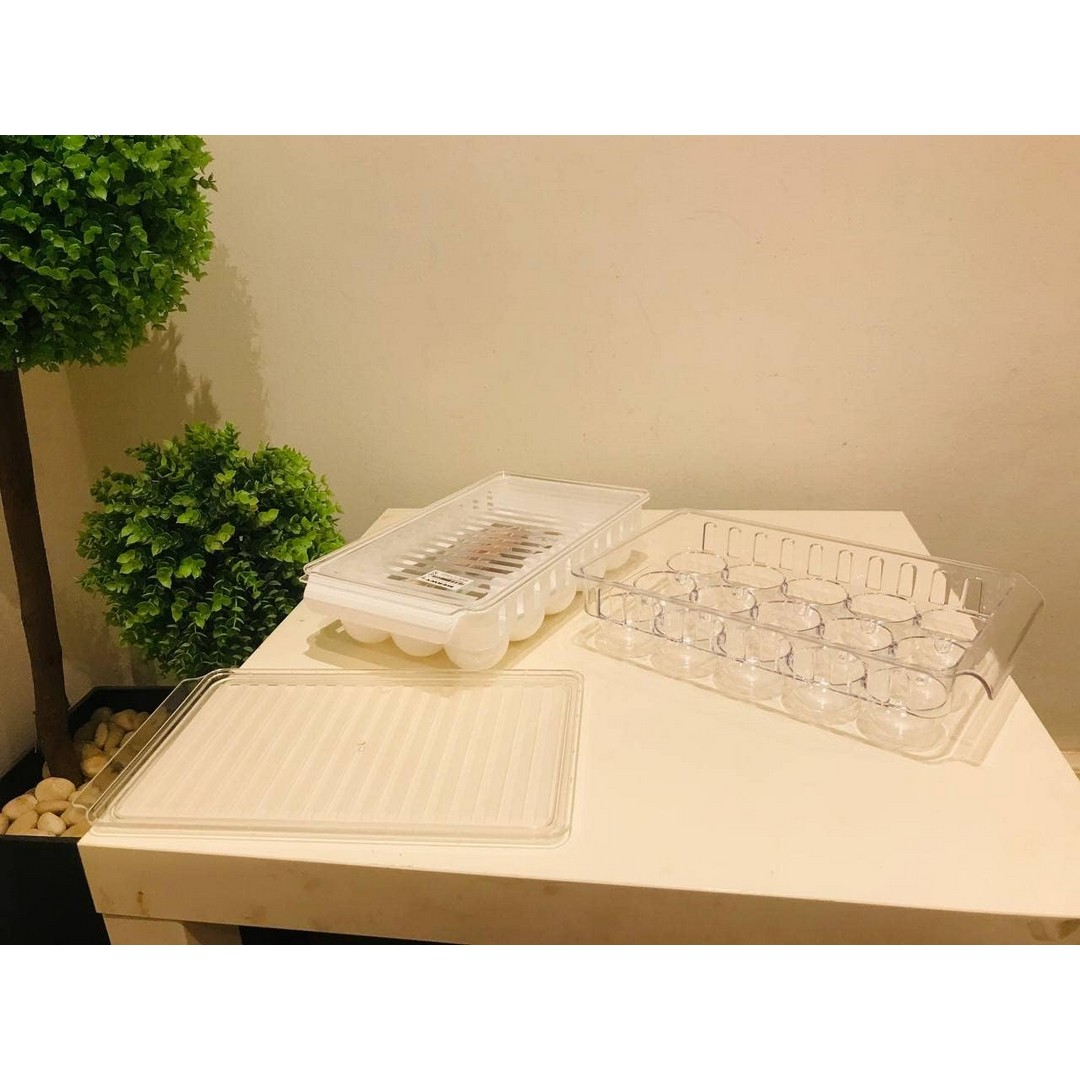 علبه منظم بيض بالغطاء اكريلك - 15 - شفاف