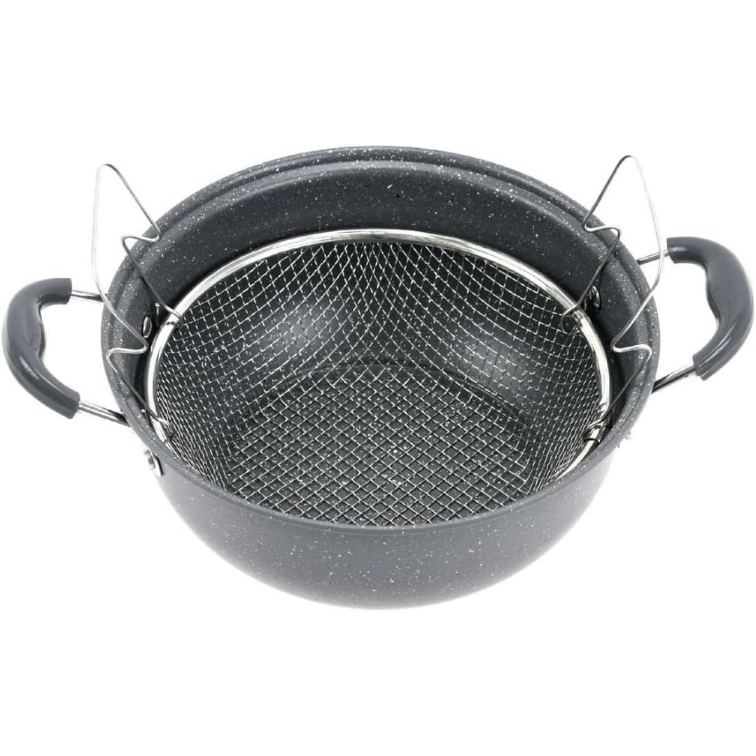 طاسة قلي عميقة مع مصفاة - 24 سم - أسود