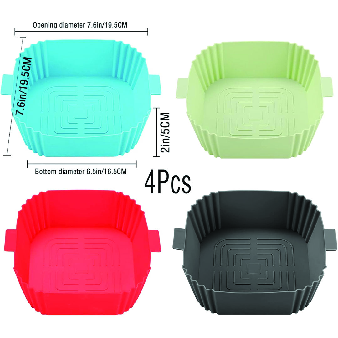 بطانات سيليكون للمقلاة الهوائية - 4 قطع - متعدد الألوان