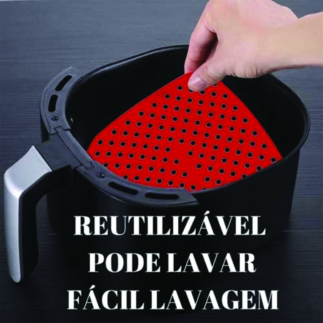 بطانة سيليكون للأيرفراير قابلة لإعادة الاستخدام - 19 سم - أحمر