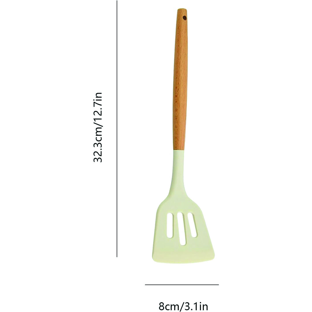 مقصوصة سيليكون بمقبض خشبي - أبيض/بيج