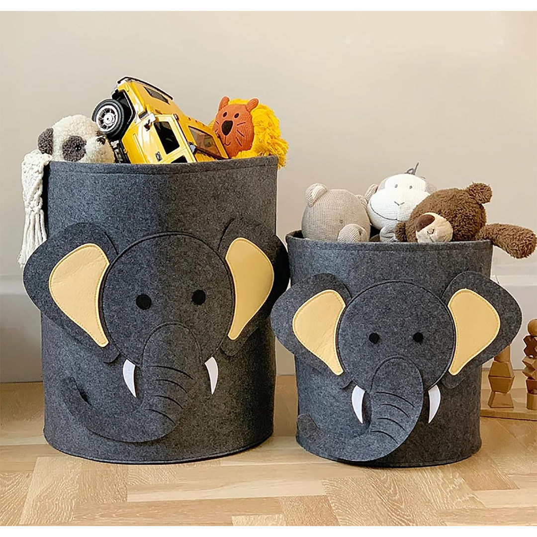 سلة غسيل وألعاب دائرية للاطفال - شكل فيل