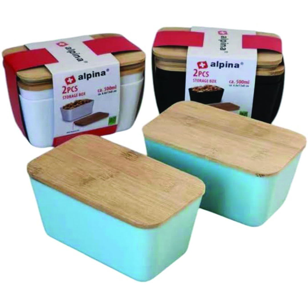 علب ثلاجة من الأكريليك - 2 قطعه - 500 مللي - أسود