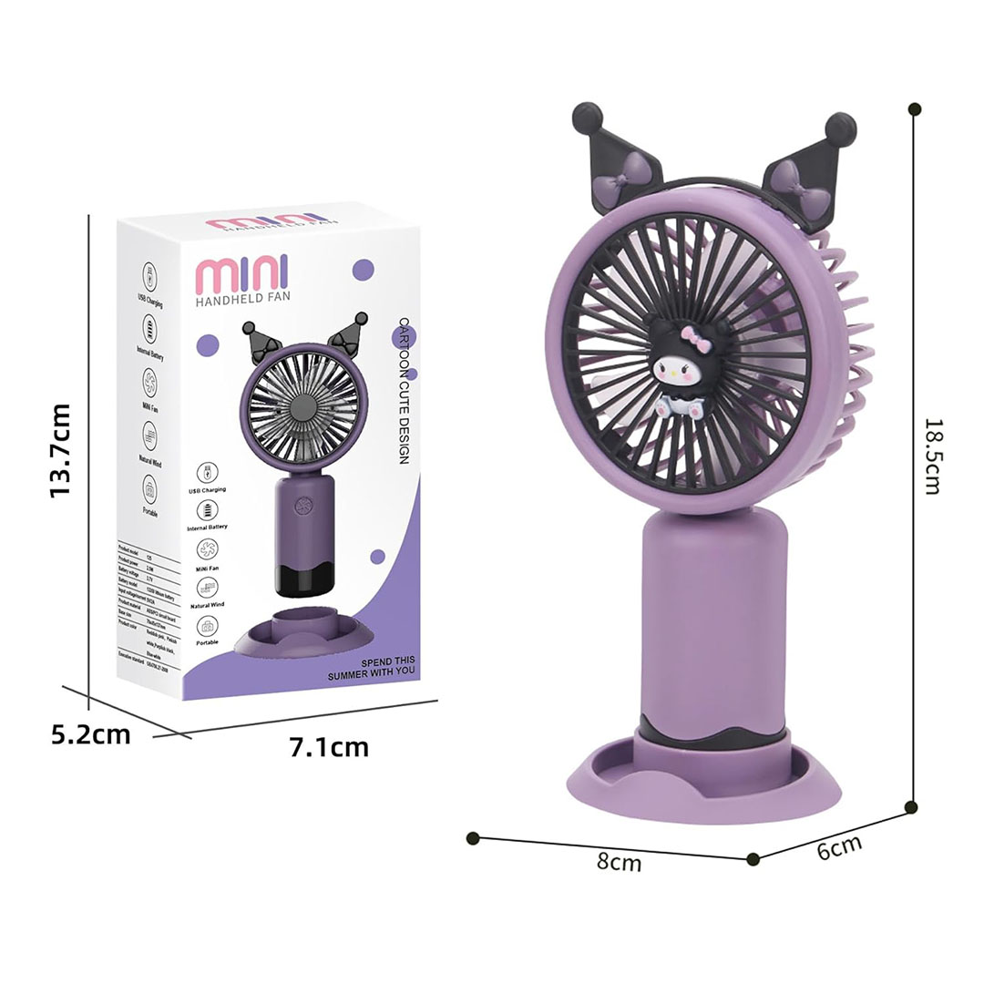 مروحة يدوية صغيرة شكل قطة - بنفسجي