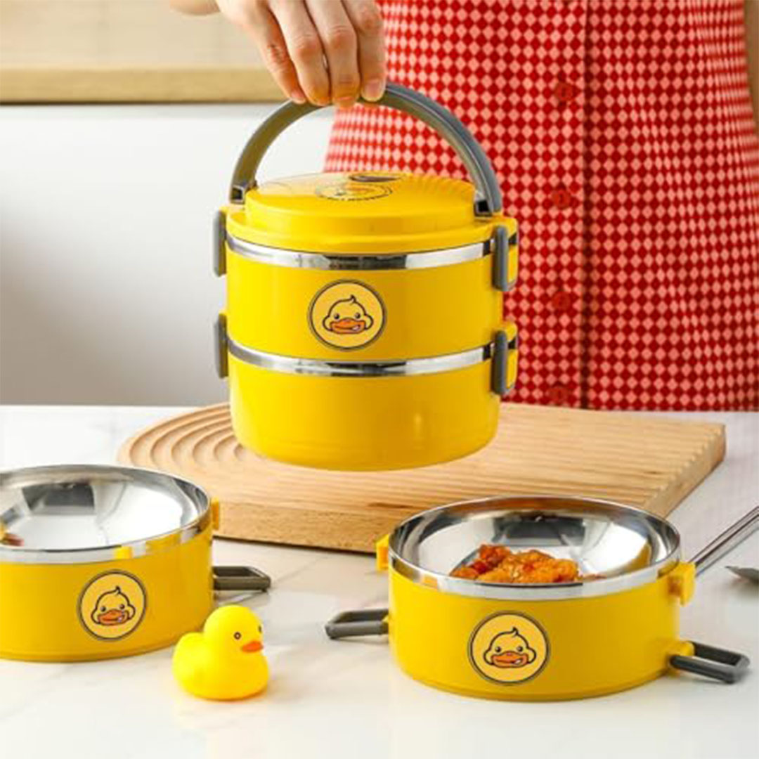 لانش بوكس معزول من الفولاذ - 4 طبقات - أصفر