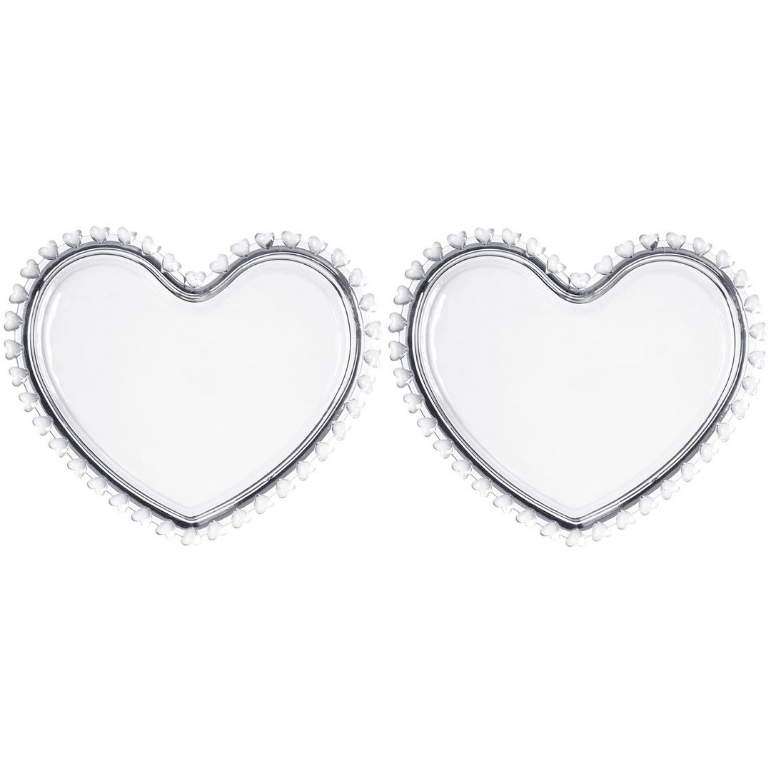 أطباق حلوى زجاجية - شكل قلب - واحدة - شفافة