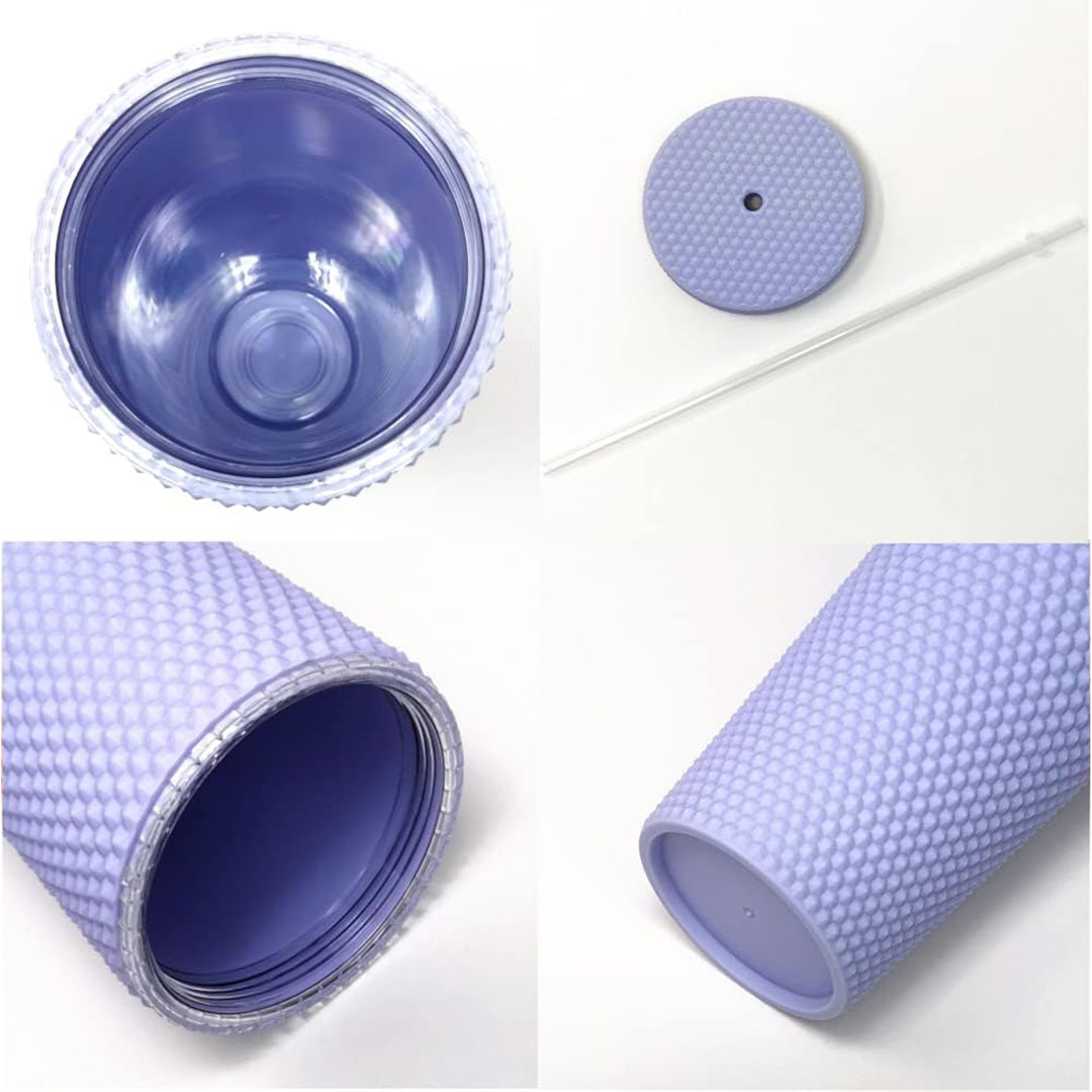 كوب بغطاء للمشروبات المثلجة - 700 مللي - بنفسجي