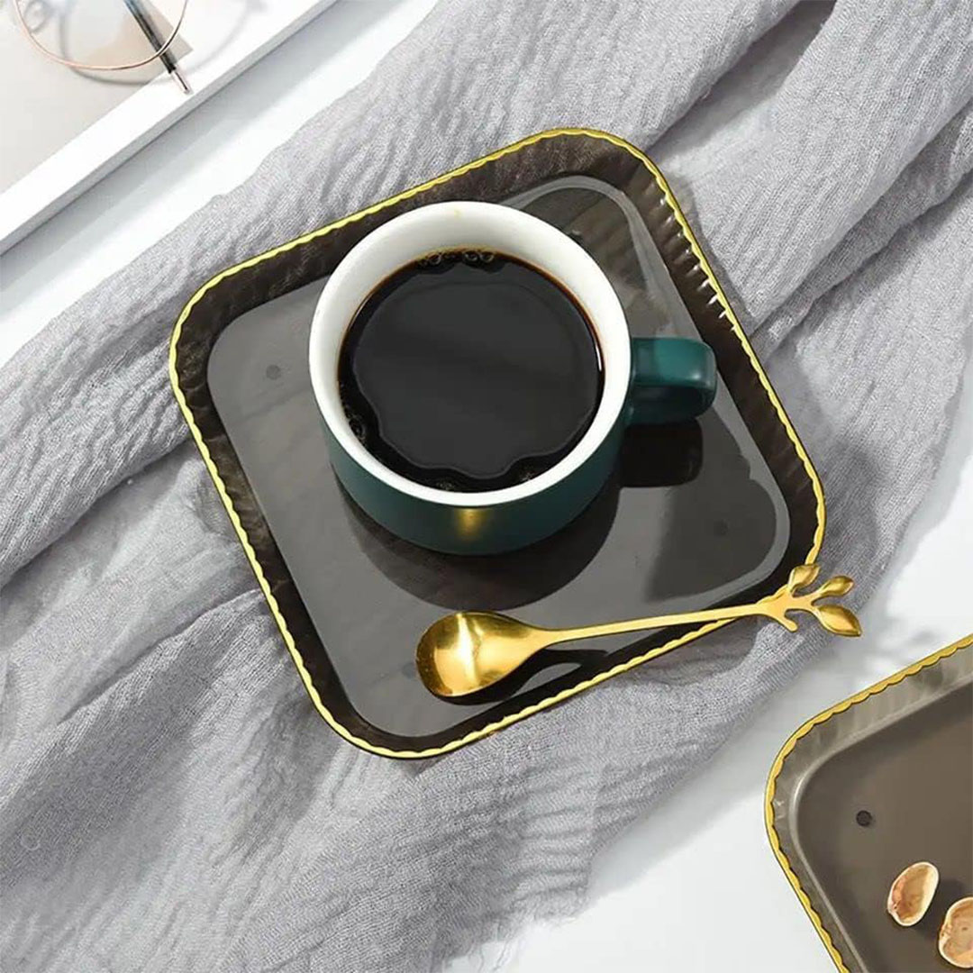 طقم اطباق حلويات اكريليك - 8 قطع - أخضر