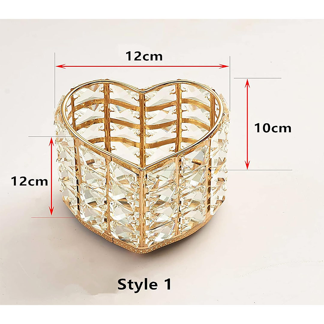 حامل فرش المكياج شكل قلب - ذهبي