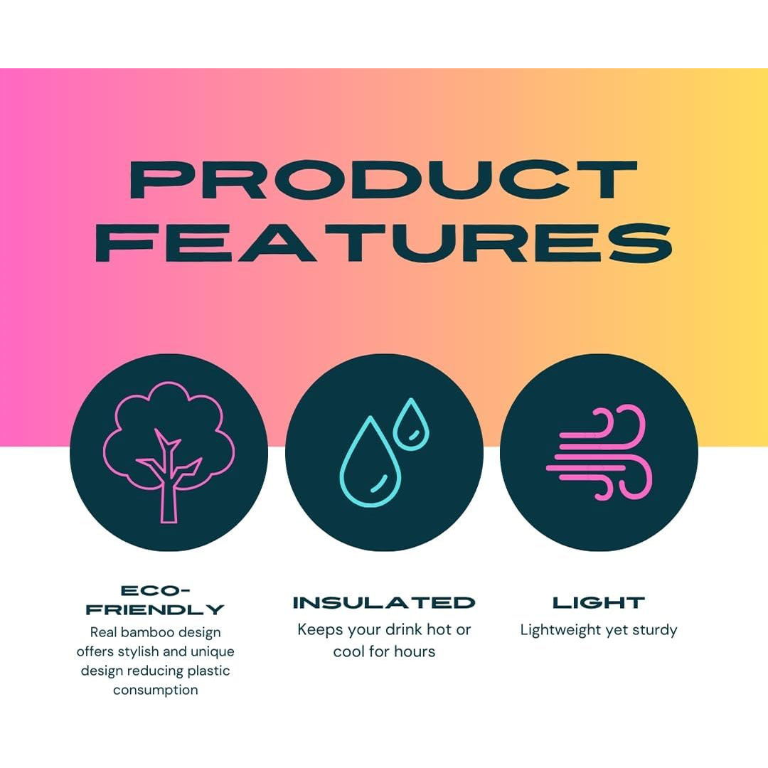 زجاجة مياه معزولة من خشب الخيزران - 450 مللي - خشبي