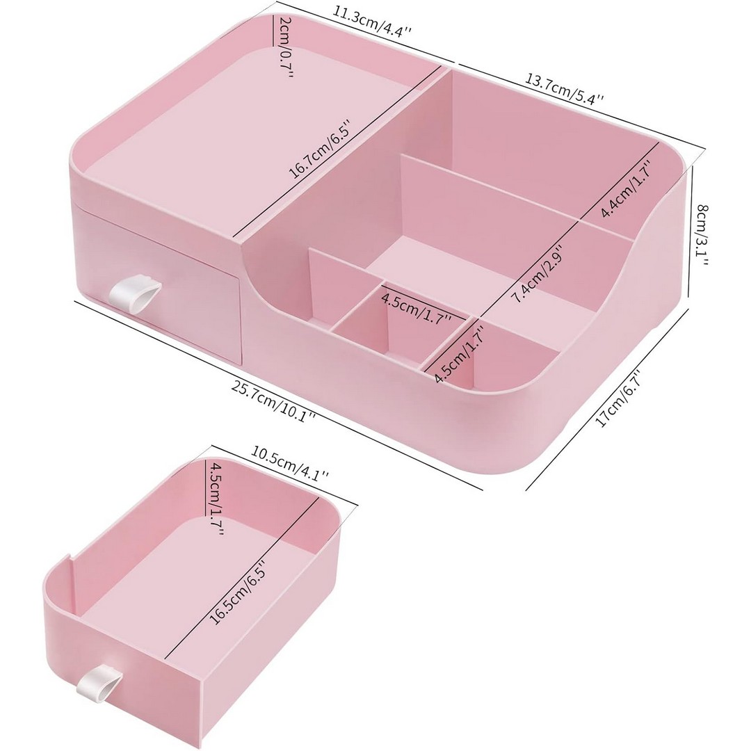 منظم مكياج لتخزين مستحضرات التجميل - بينك