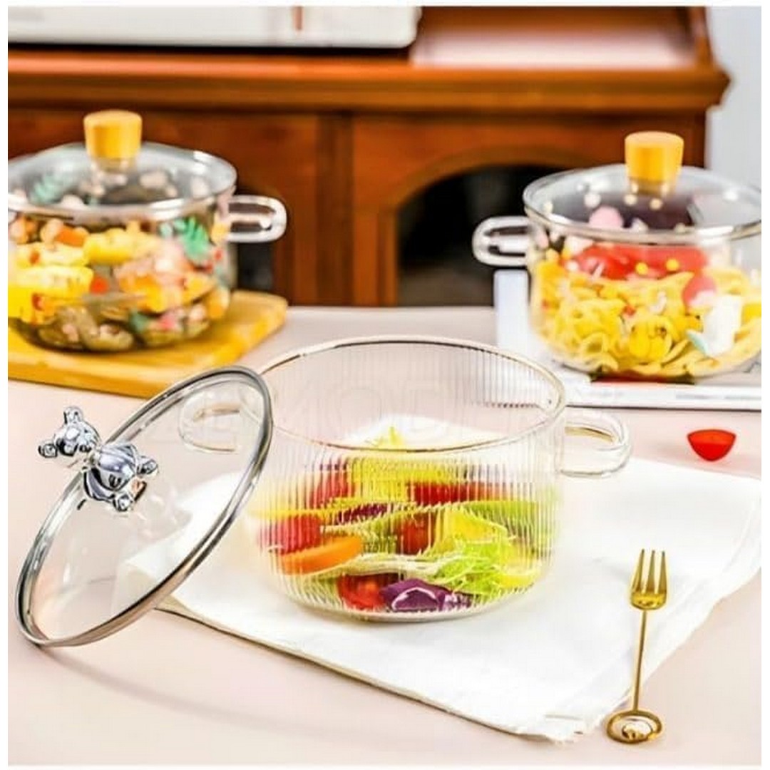 حلة طهي بغطاء ومقبض شكل دب بايركس - فضي