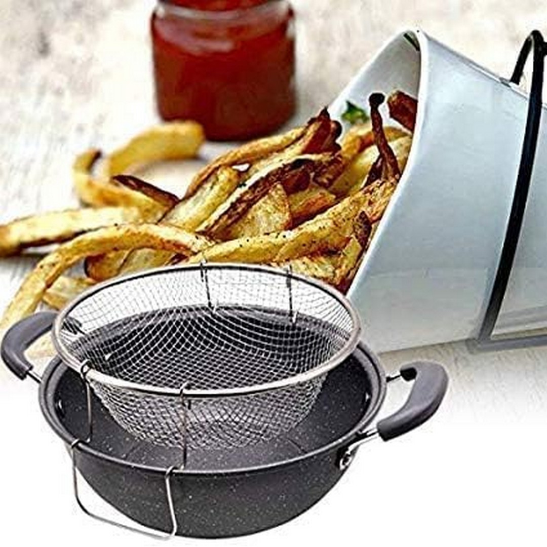 طاسة قلي عميقة مع مصفاة - 24 سم - أسود