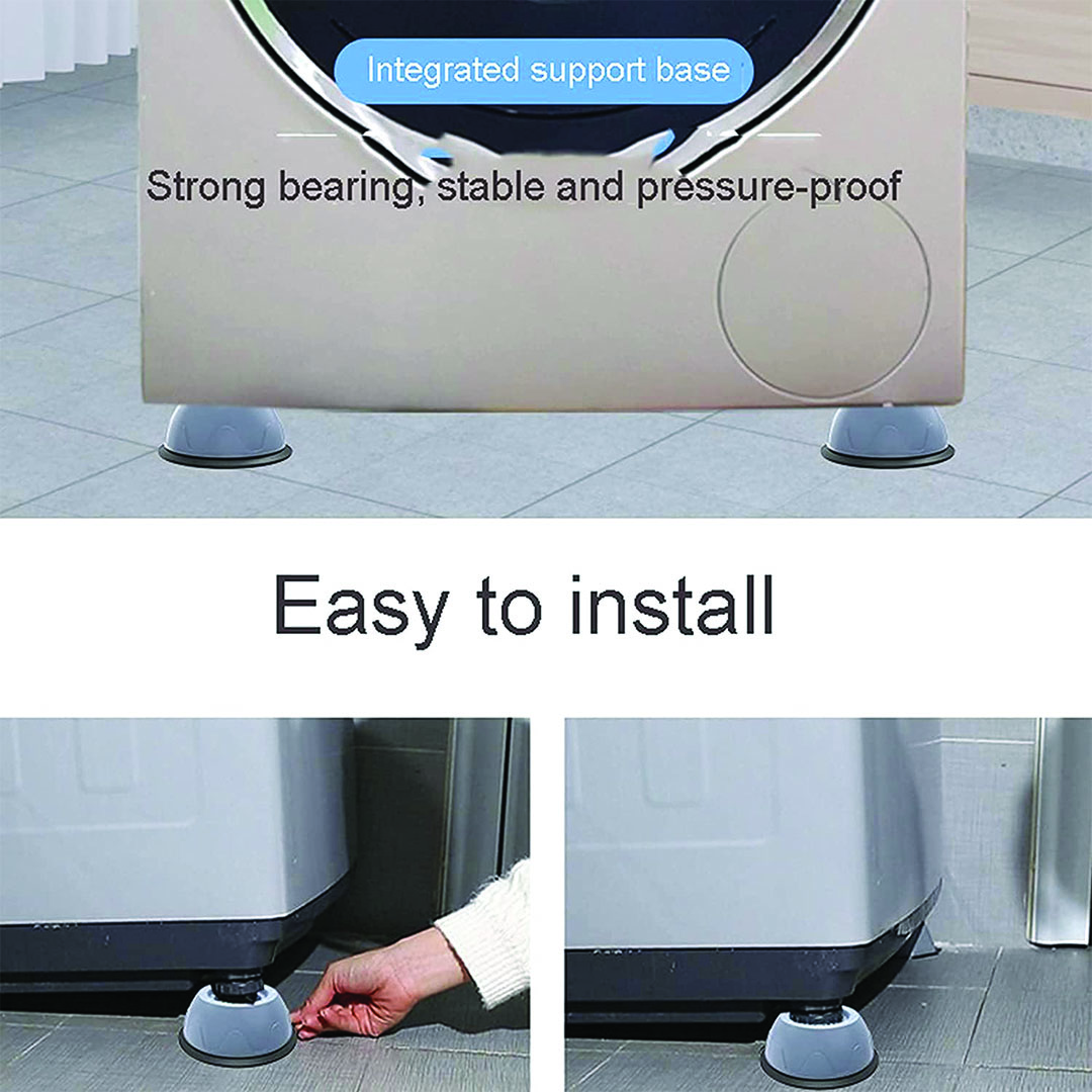 قواعد رفع و مانع اهتزاز - 4 قطع - رمادي