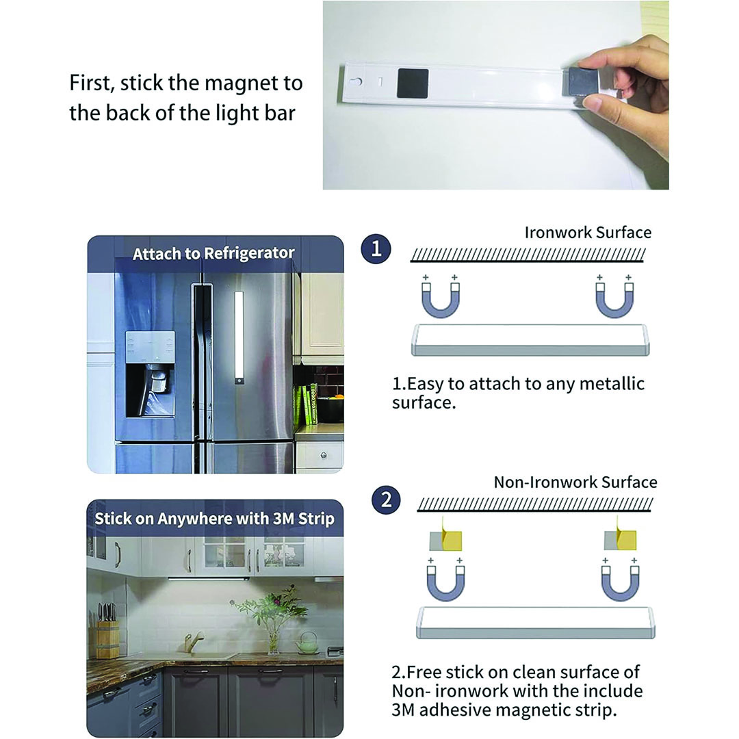 مصباح LED ذكي قابل لأعادة الشحن - 30 سم - فضي
