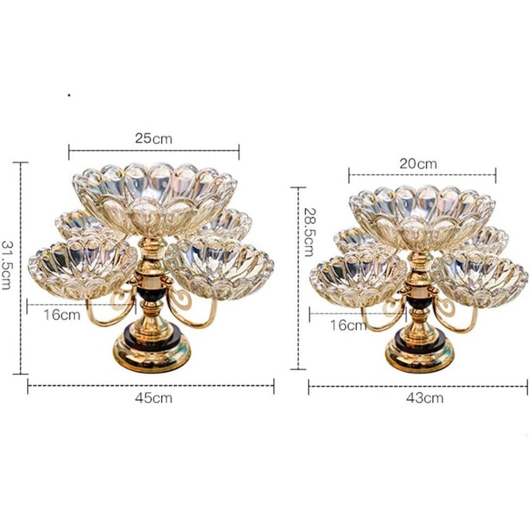 طبق فاكهة شكل شمعدان - ذهبي