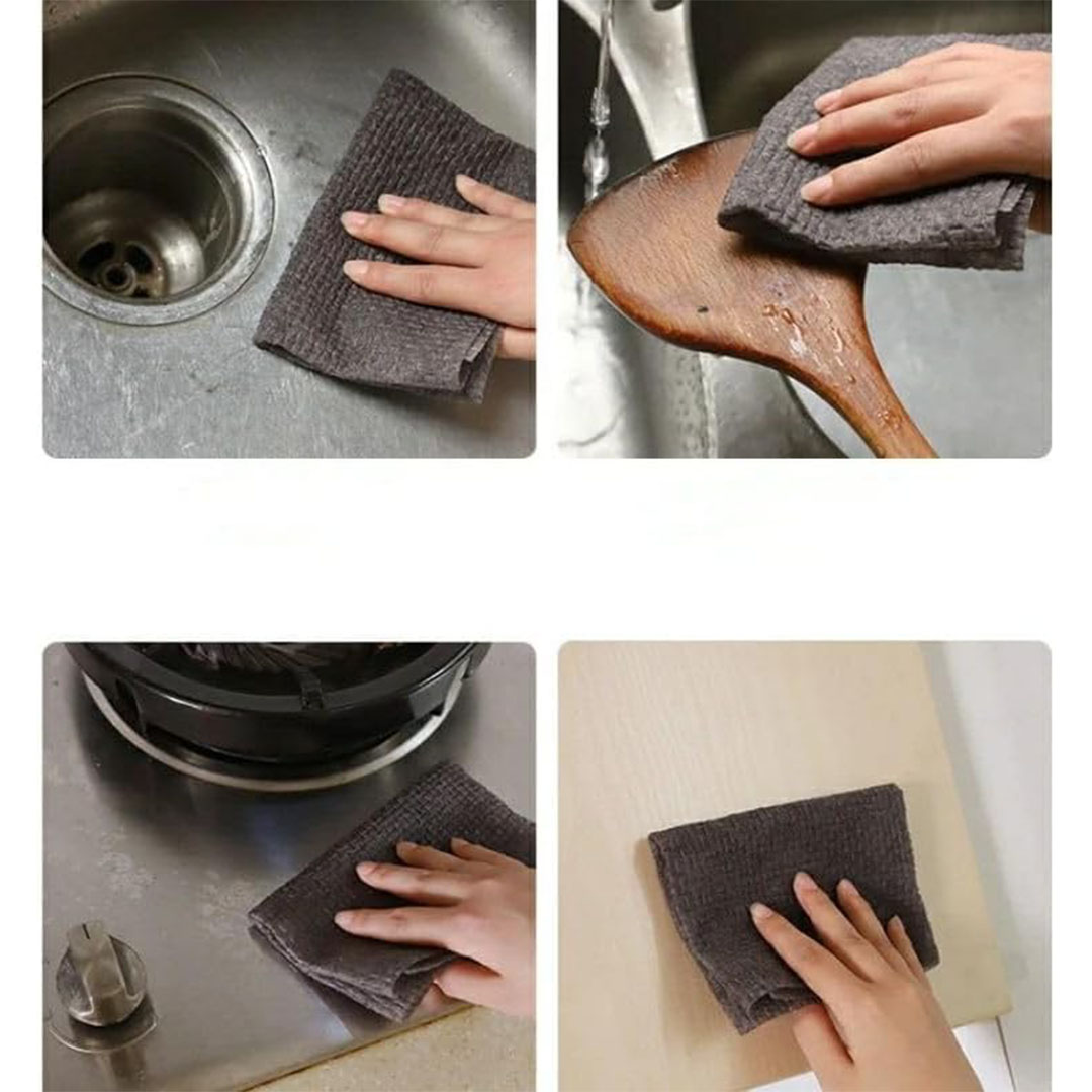قماش للتنظيف من المايكروفايبر قابل لإعادة الاستخدام - 50 قطعة - رمادي
