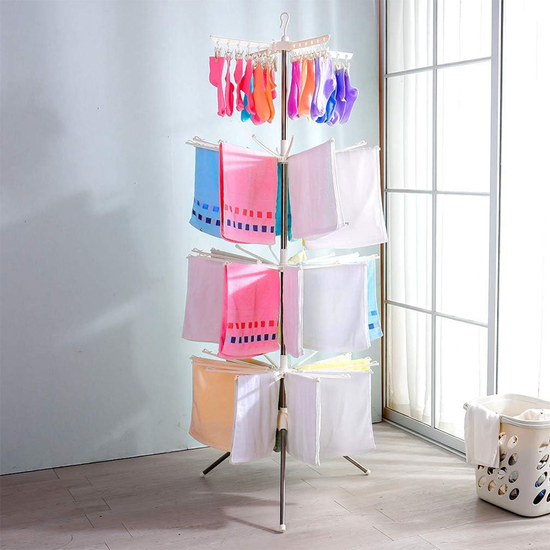 منشر لتجفيف الملابس قابل للطي - 48 قضيب