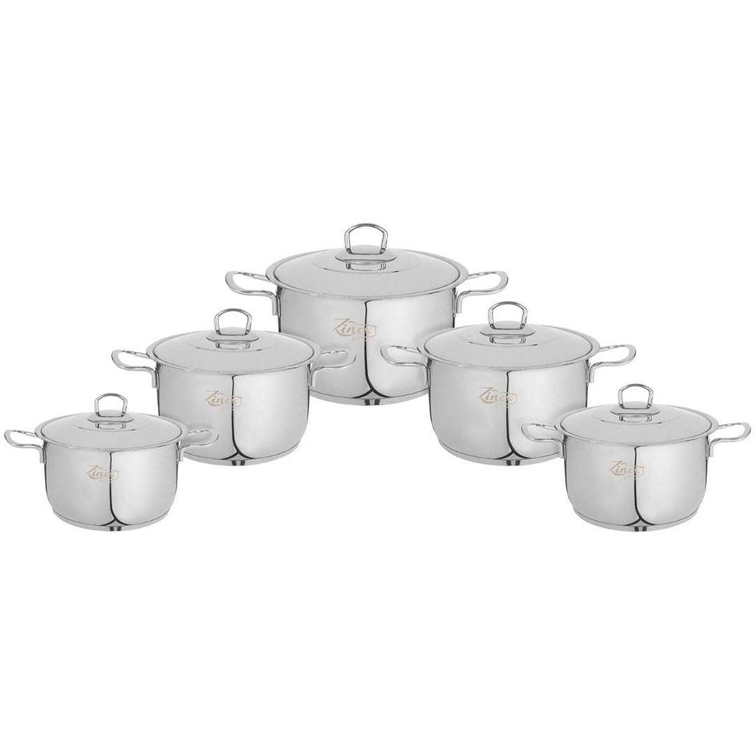 طقم حلل طهي استانلس زينوكس - 10 قطع - فضي - Classic
