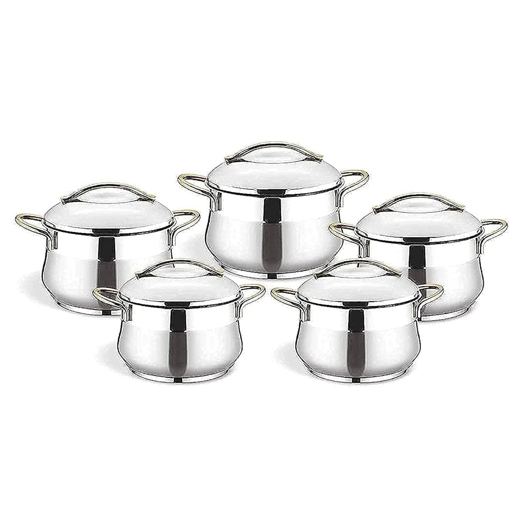 طقم حلل تركي استلس ستيل - 10 قطع