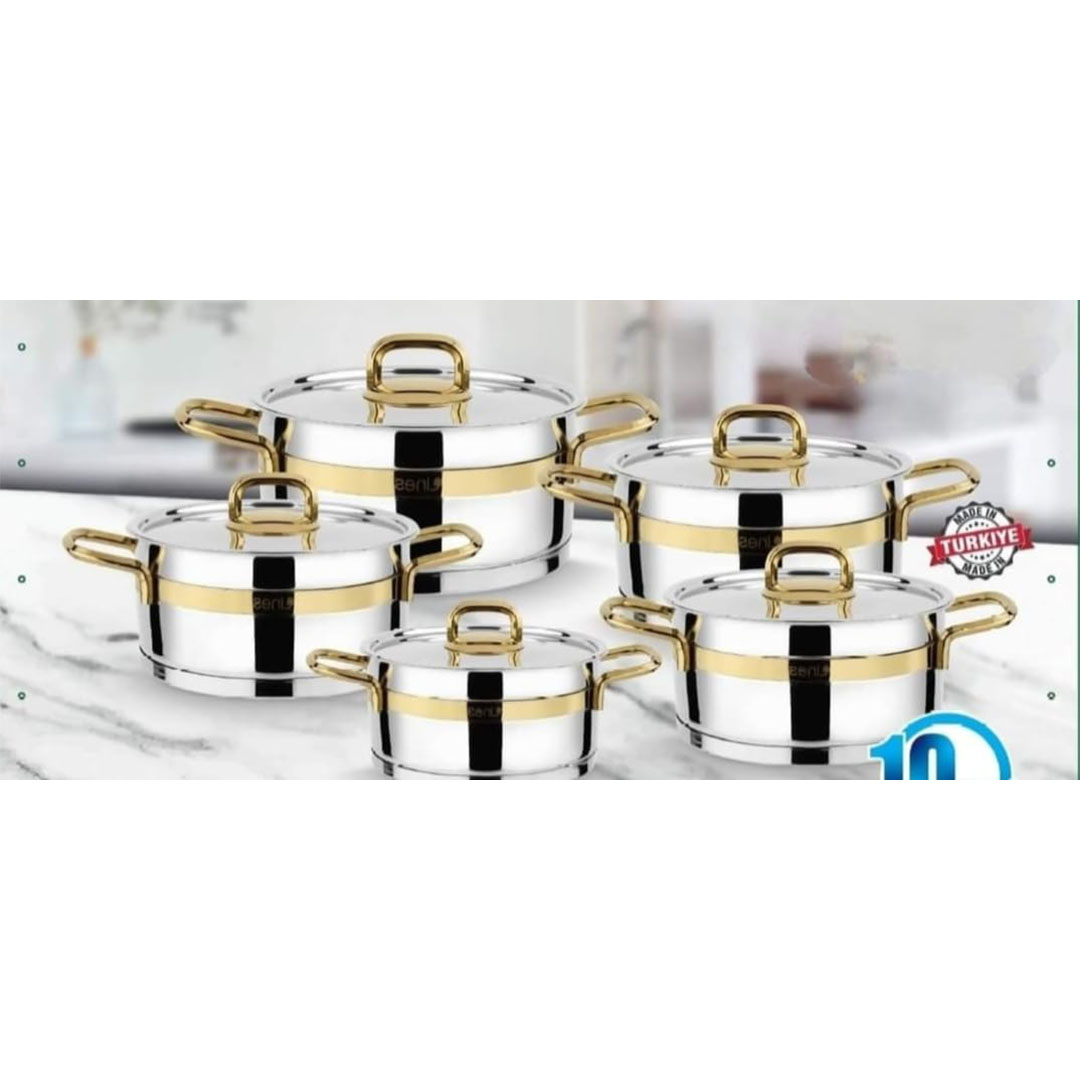 طقم حلل من الفولاذ المقاوم للصدأ - 10 قطع