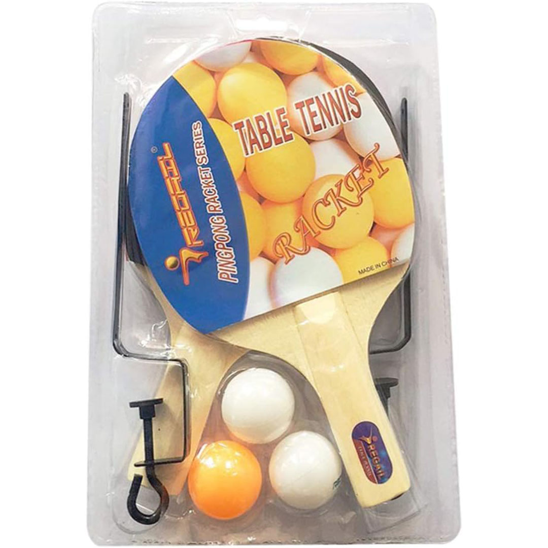 مجموعة تنس الطاولة مع رف شبكي ومضربين وكرة تنس
